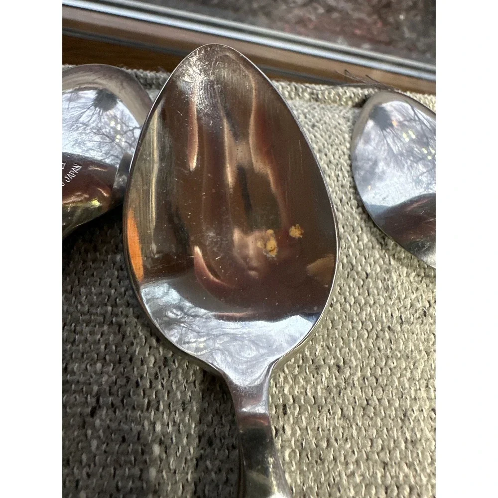 Ekco Eterna‎ Stainless Steel Spoons Set of 6 Faux Wood Handle Mid Century Modern
